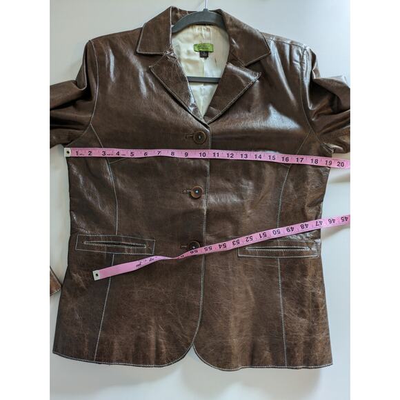 John Carlisle Leather Jacket Classic Edgy Vintage 90s Y2K Brown Size L - Picture 9 of 10